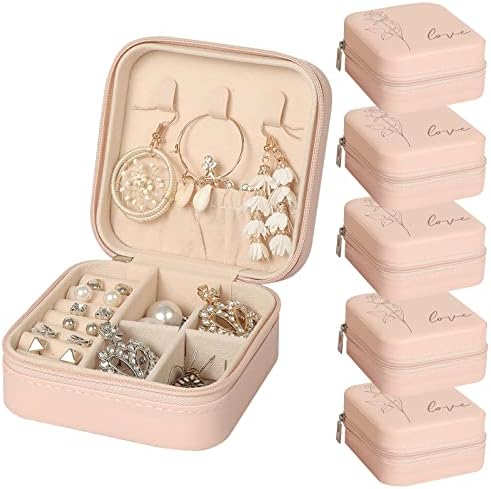 KONELIA 5PCS Organizador de caixas de jóias pequenas, mini -viagem portátil Organizador de jóias Exibir caixa de armazenamento