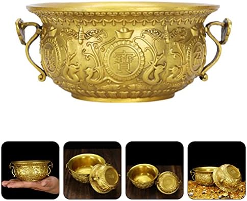 Yardwe Treasure Basin Feng Shui Decoração Golden Treasure Basin Feliz Oferecendo riqueza de tigela porsperidade decoração de mesa central peças centrais