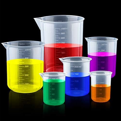 Cooperado 12 pcs copos de plástico copos graduados de plástico clear copos de medição de medição de medição de copos de mistura