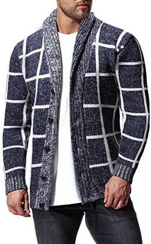 Pullover de capuz masculino, abeto de inverno frontal moderno cardigã homens de manga longa trabalham botão macio para baixo suéter
