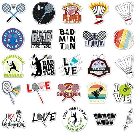 50pcs Gungminton adesivos de badminton shuttlecock decalques de jogador de badminton adesivo de raquete para garrafas de água
