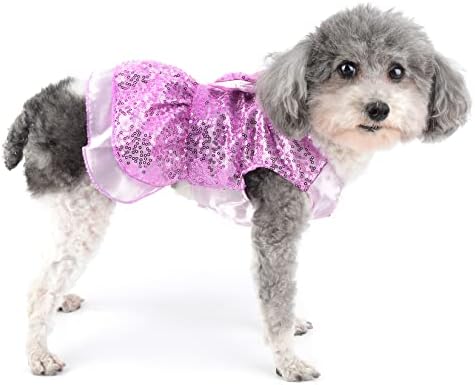 Vestido de cachorro ranphy para cães pequenos cães garotas de cachorrinho roupas sem mangas animais de estimação lantejoulas fofas saia browknot cão de cães na primavera