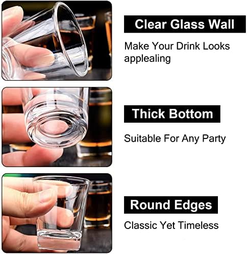 Glass de tiro inftyle Conjunto de 24 a 2 onças /60 ml de vidro de tacada transparente com óculos pesados ​​de tacadas de