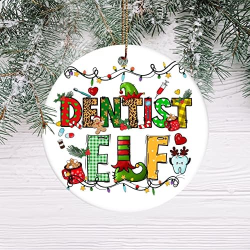 Colorfulparrot Dentista Elf Ornament, ELF Orninents, Dentist Ornament, Ornamento dental, para o dentista ZQO6 1