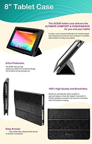 Caixa de fólio de tablets Gigaset 8 , preto - compatível com iPad mini, QV830, Lepan Mini e outros 8 comprimidos