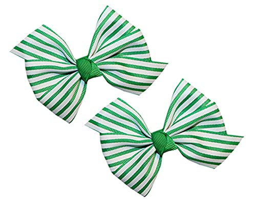 Conjunto de garotas de meninas WD2U de 2 arcos de cabelo listrados verdes St Patricks clipes de jacaré