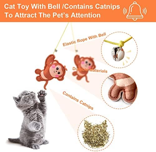 Avydiif Toys de gatinho de gato Jump Exercício Exercício Brinquedos de penas de gato, porta de gato pendurando brinquedos