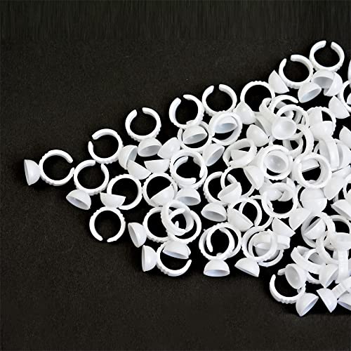 100 peças Plástico cola branca cola de anel de anel de unhas maquiagem cola de unha anéis para maquiagem de extensões de cílios