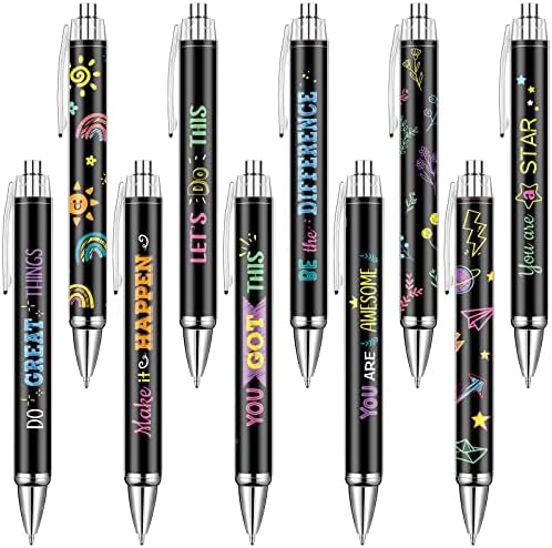 Gueevin 10 PCs Inspirado canetas de canetas motivacionais de canetas motivacionais de canetas engraçadas de caneta preta com