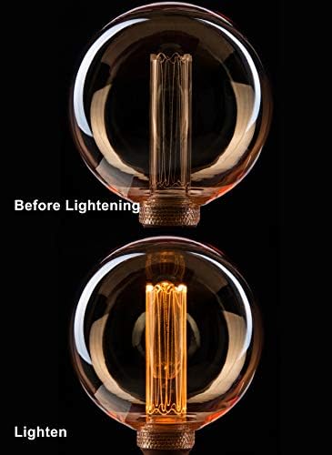 Lâmpada LED decorativa de Harwez Globe, Opessize Round Redondable Amber RN G125/G40, Filamento Virtual, Edison 3.5W 2000K Lighting de humor quente e macio, Base média E26