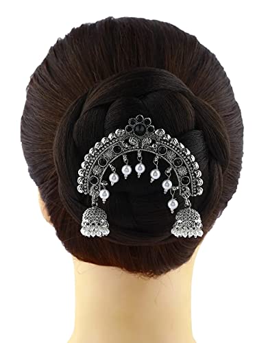 Cor de cabelo tradicional de cor preta para mulheres | Maharashtrian Hair Broche for Wedding | Juda Pin Clip for Hair by Indian Collectible