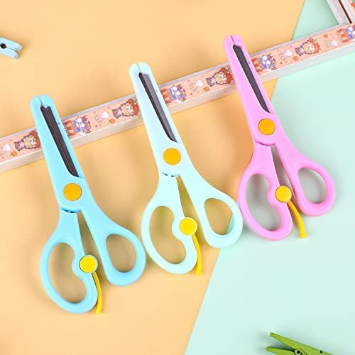 Weibo 24 PCs 5 Plastic Kids Design Safety Art Scissors para crianças e estudantes material de construção de papel, cortando