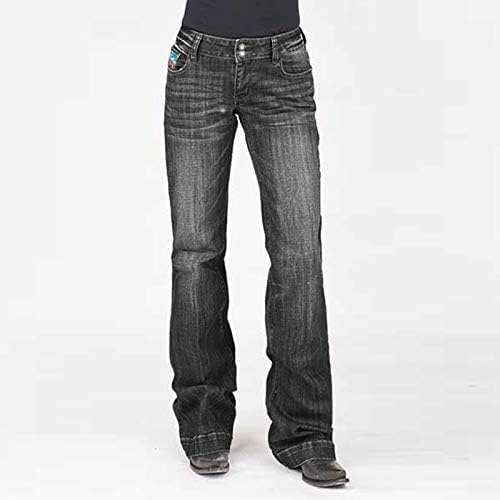 Jeans casual feminino jeans com bolsos atléticos plus size size padrão de baixa cintura botão de impressão up calças jeans soltas