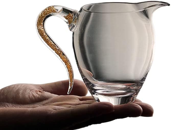 Conjunto de dreno de chá de chá de copo de vidro japonês Conjunto de drenagem de chá espessado Crystal de folha de ouro