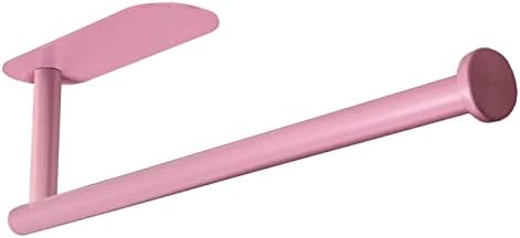 Yeebeny Tootom de papel de papel Pink Kitchen Roll Solder, suporte de toalha de papel - Auto -adesivo ou perfuração, sob armário de papel toalha de papel rosa, suporte de toalha de papel montado na parede para toalha de papel de cozinha