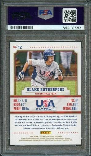 2015 Panini Stars & Stripes USA Baseball 12 Blake Rutherford Cartão assinado PSA SL - MLB Cartões de beisebol autografados