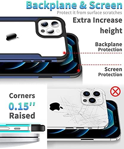 Musificação Compatível com o caso do iPhone 12, compatível com o caso do iPhone 12Pro [Série de Airbag] com [2xScreen Protector] 15 pés. Drop testado [resistente a arranhões] 6.1-azul