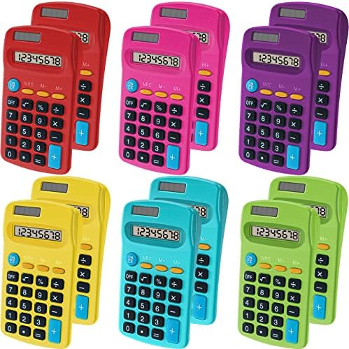 Calculadora de bolso de 12 peças, mini -calculadoras de tamanho de bolso, calculadora de 8 dígitos de exibição de 8 dígitos,