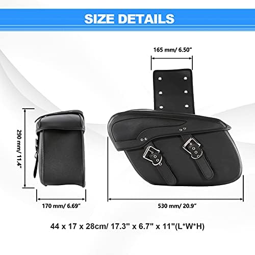 Oxmart Motorcycle Saddlebags, sacos de ferramentas laterais universais anti-água, bolsas de sela de espaço de armazenamento de couro sintético, ajuste para Honda Suzuki Yamaha Sportster Harley Sofrail Dyna Scooter Panniers 1 par