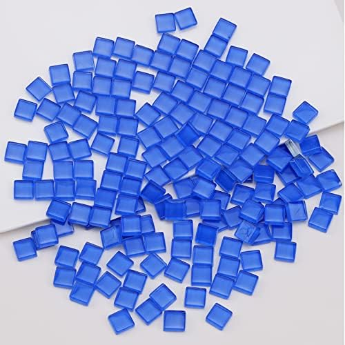 Yatinkim 160pcs Mosaico azul Tiles para artesanato de vidro de vidro Fornecimento de artesanato quadrado e materiais decoração de crianças adultos quebra -cabeça