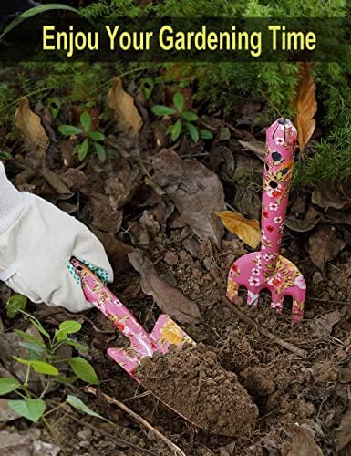 Presentes de jardinagem para mulheres, ToyPopor 6pcs Garden Tools definido com estampa floral, incluindo espátula, garfo, tesoura, 2 velas e luvas, presentes de aniversário do dia das mães para mamãe, senhoras jardineiros