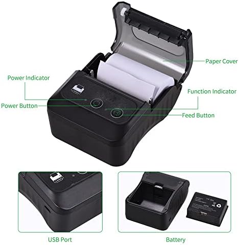 Zhuhw portátil Printer de etiqueta de 2 polegadas Rótulo de impressora térmica