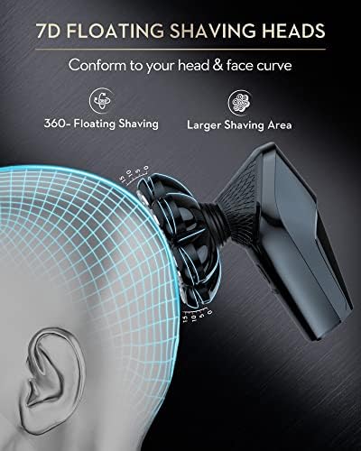Barbeador de cabeça para homens carecas, lâmpada elétrica Jimster 5-em-1 para homens, kit de corte de barbear de cabeça rotativa