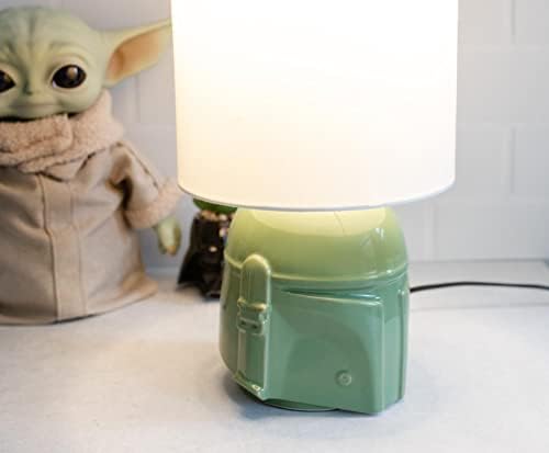 Star Wars Boba Fett Helmet Table Lamp | Lâmpada de mesa de mesa de cabeceira com luz de humor LED para quarto, sala de estar | Decoração da casa Crianças da sala de crianças itens mais essenciais | Presentes e colecionáveis ​​do filme | 14 polegadas de altura