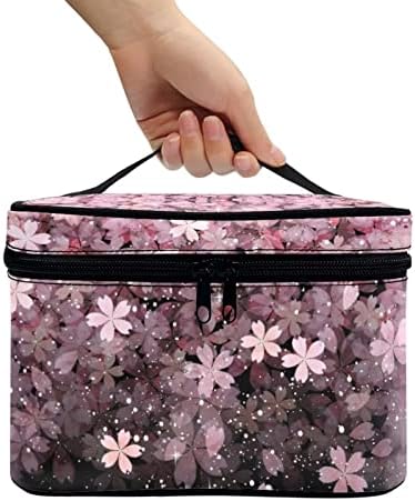 Biyejit Pink Cherry Blossom Bags cosméticos para mulheres Bolsa de maquiagem protegida para bolsa de bolsa de higieness para bolsa