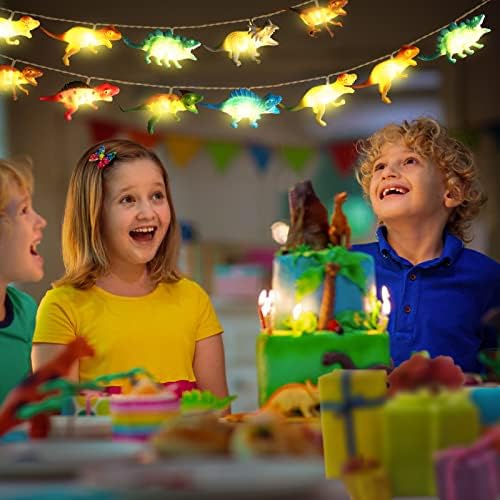 20 LED LUZES DE LUZES DE DINOSAURO DE DINOSAURO Decoração da sala para crianças, luzes de corda USB e bateria com controle