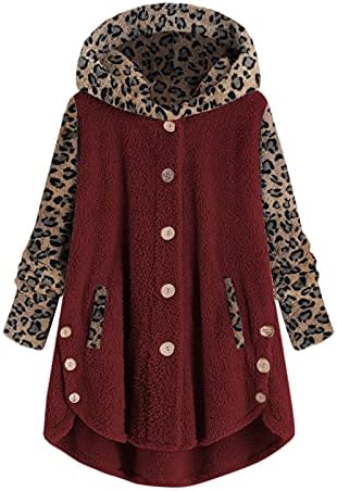 Jaqueta feminina com capuz feminino lã macio com capuz casacos fofos gatos de leopardo de gato de gato moletons fora do pó de pó de bolso com bolso