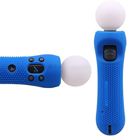 （Azul） 2 PCS Anti-deslizamento de silicone tampa de borracha Case de pele protetora para PlayStation PS4 VR Motivo