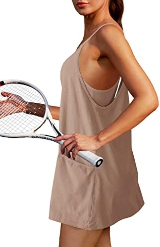 NIROVIEN WOMENS Tennis Dress Workout Mini Dress com shorts Sleesess Spaghetti Straps Golf Athletic Vestres