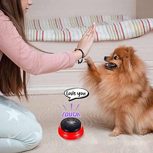 Botões de botão de gravação de voz de 8 pacote para botões de cão para comunicação Botões graváveis ​​cachorro gato button butbotão de animais de estimação campainha, 30 segundos de gravação para aprendizado de animais de estimação, jogo de escritório, 8 cores