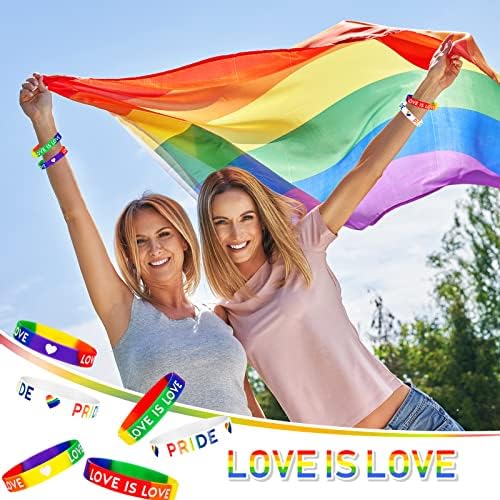 Sotiff 84 PCs Pulseira de orgulho gay Pulseira a granel arco -íris pulseiras orgulho lgbt Love Bracelets gays esportes de silicone