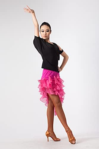Jezisyma feminino de mangas atingidas de salas de baile latino salsa tango tops blusa