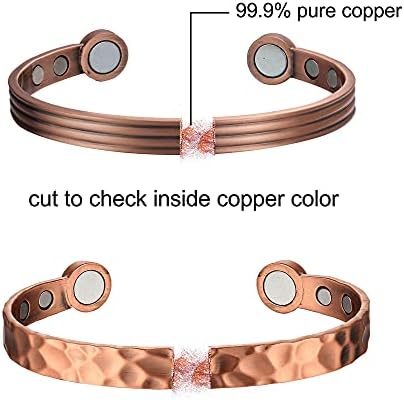 Pulseiras de cobre magnéticas de biomag para homens e mulheres com ímãs de potência duas pulseiras ajustáveis ​​de tamanho