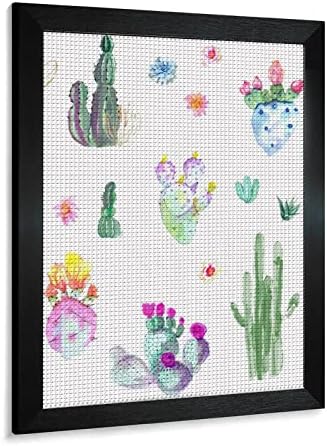 Cactus Pattern Diamond Painting Photo Frames Kits Art Picture Picture for Home Office Farmhouse Hotel Decoration Blackwood 4050cm