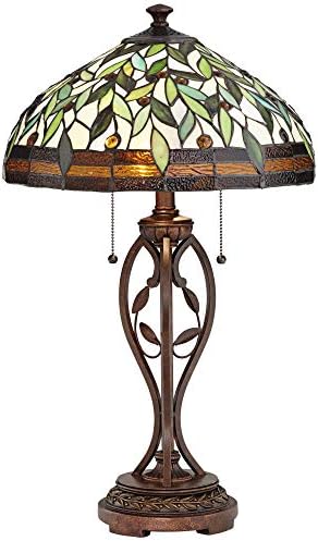 Robert Louis Tiffany Tradicional Tiffany Style Table Lamp de 26 Folha de bronze marrom e videira Decoração de sombra de vidro