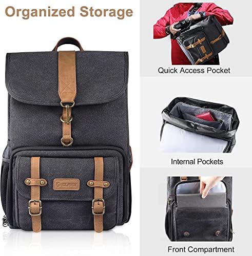 Bolsa de mochila de câmera de lona endurax para fotógrafos mochilas DSLR Coloque até 15,6 laptop Cappo de chuva incluído