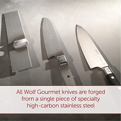 Wolf gourmet 10 Aço aprimorado, ergonômico para conforto e controle, aço inoxidável forjado de alto carbono, ângulo