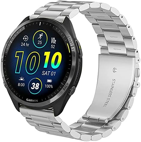 Lamshaw Compatível com Garmin Forerunner 965 Bands, pulseira de reposição de metal de aço inoxidável compatível com Garmin