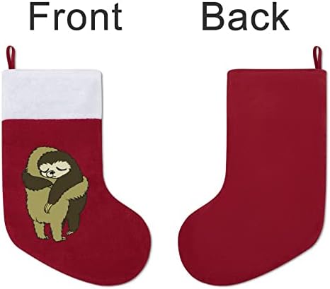 Preguiças abraça meias de meia de Natal com lareira macia pendurada para a decoração da casa da árvore de Natal