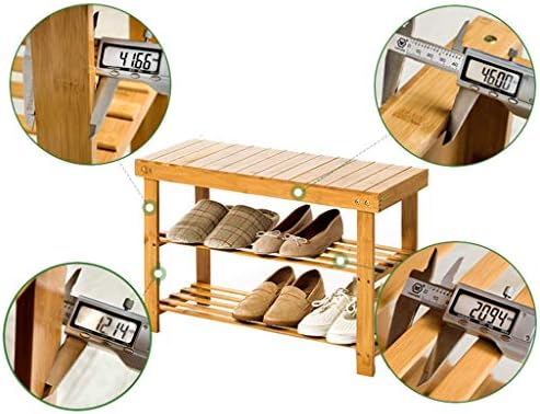 KMMK Banco de sapato de madeira maciça 2 Armário de armazenamento de camada Bamboo Rack de sapato para prateleiras organizadoras de