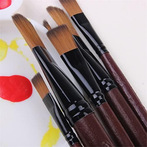 Sawqf 6pcs/conjunto de pincel plano nylon pêlos de madeira aquarela de água acrílica pincel de pincel de óleo para desenho