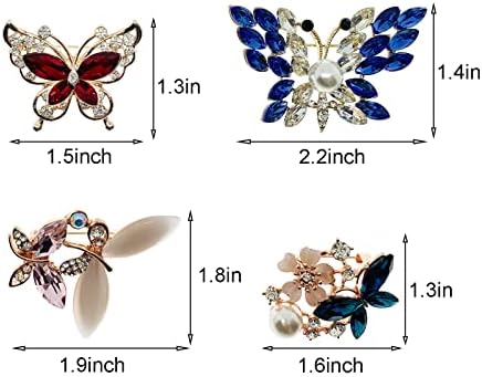 Moda Butterfly Broche Pins Conjunto 4 peças Criando de inseto pérola de pérolas de pérolas de lapela pinos de suéter