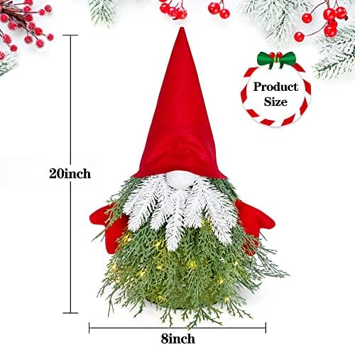 Mini árvore de Natal pré-iluminada, árvore de Natal de mesa com 3 ornamentos de gnomos pendurados, pequenas decorações de árvores de Natal para festa de aniversário de férias de Natal