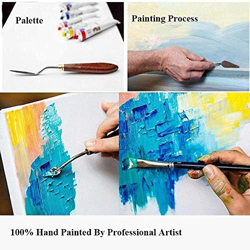 ZZCPT Pintura a óleo para pintadas à mão - Linhas laranja abstrato moderno colorido colorido pinturas pintadas à mão