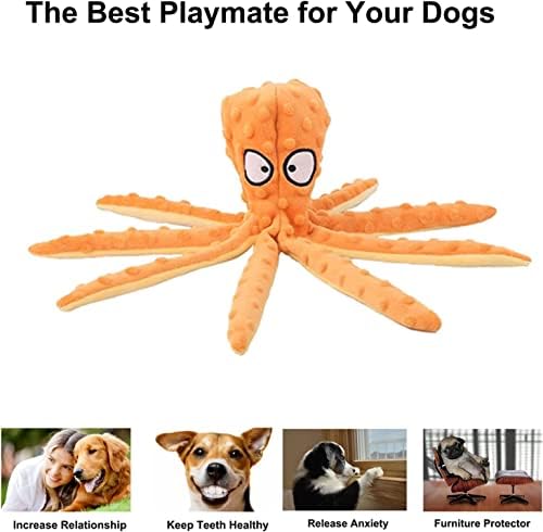 3 Pack Octopus Dog Squeaky Brinquedos com papel drenado- sem recheio para mastigar de cachorro para filho