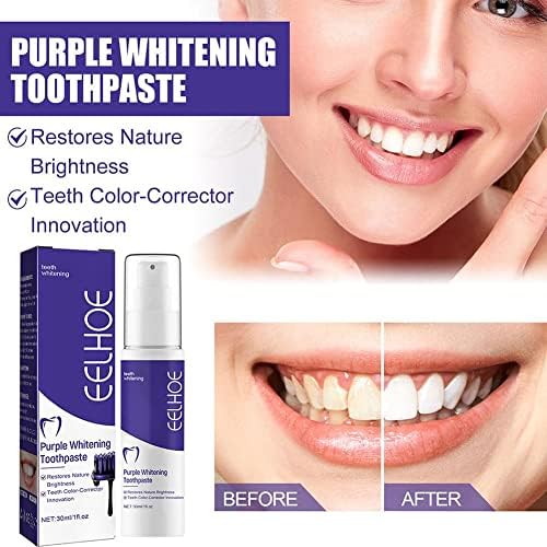 30 ml de tom roxo iluminando creme dental clareador de dentes para remover manchas amarelas de tártaro deslumbrando limpeza nova